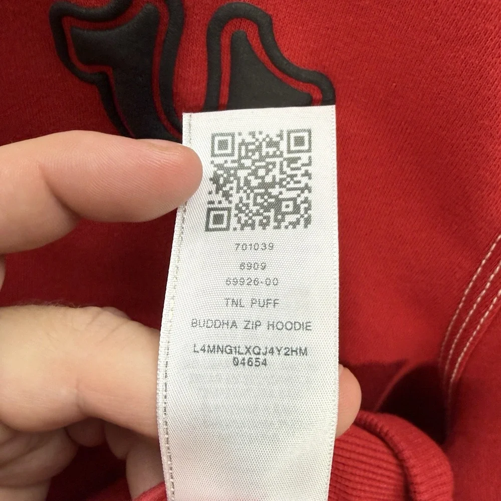 True Religion Sweatshirt Adult Medium Red Full Zip Hoodie Buddha MSRP $124 NEW